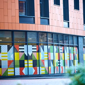 Lower part of a mid rise building detail