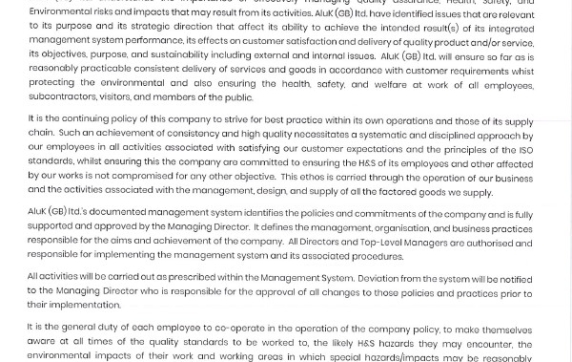 Quality, Health, Safety, and Environment Policy